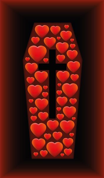 Coffin Hearts Buried Love Dead - Vektor, obrázek