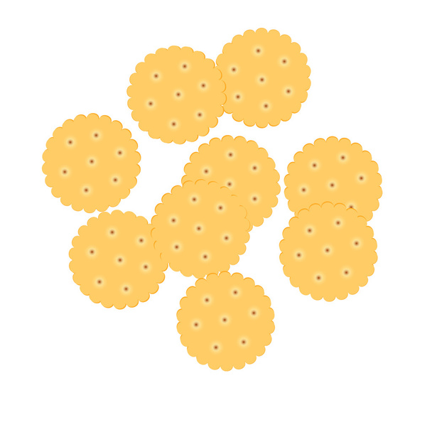 Biscotti Cracker isolati su sfondo bianco.  - Vettoriali, immagini