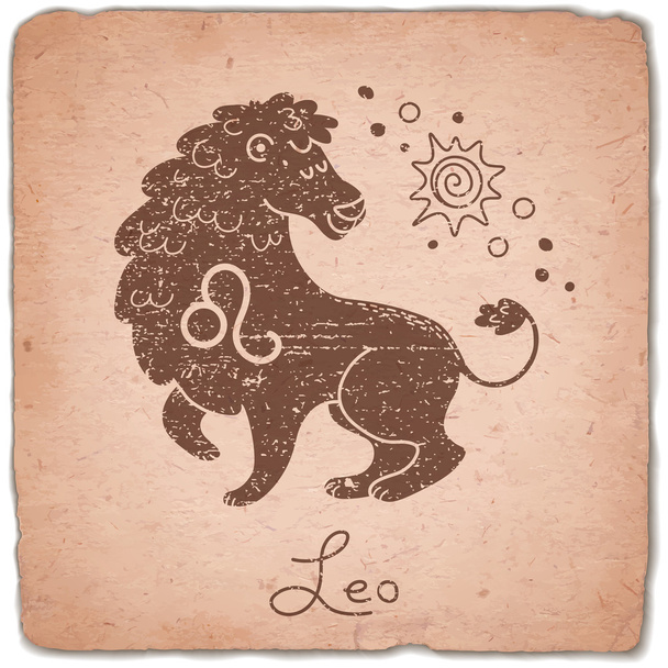 Leo zodiac sign horoscope vintage card. - Wektor, obraz