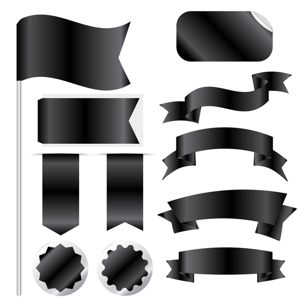 Fitas pretas conjunto isolado em branco
 - Vetor, Imagem