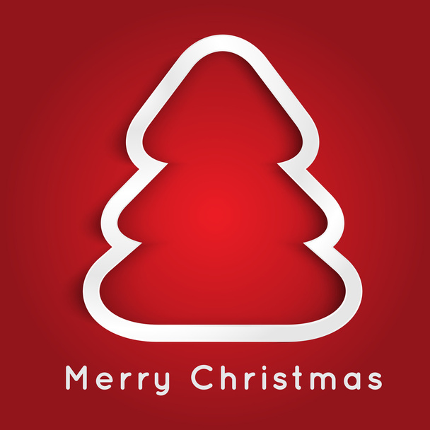 piros alapon fehér karácsonyfa - Vektor, kép