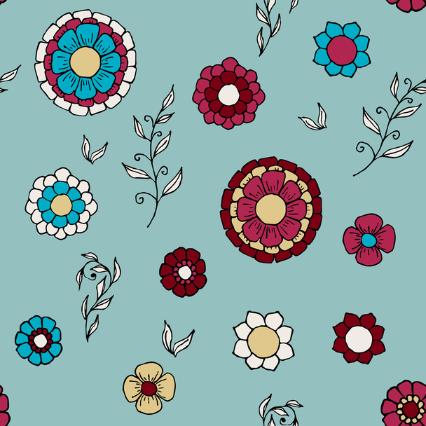 Floral doodle naadloze patroon - Vector, afbeelding