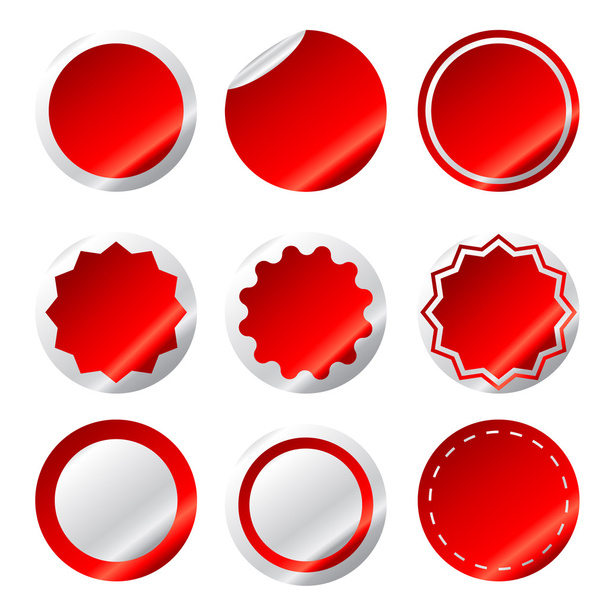 Red Stickers Set isolated - Vector, Image