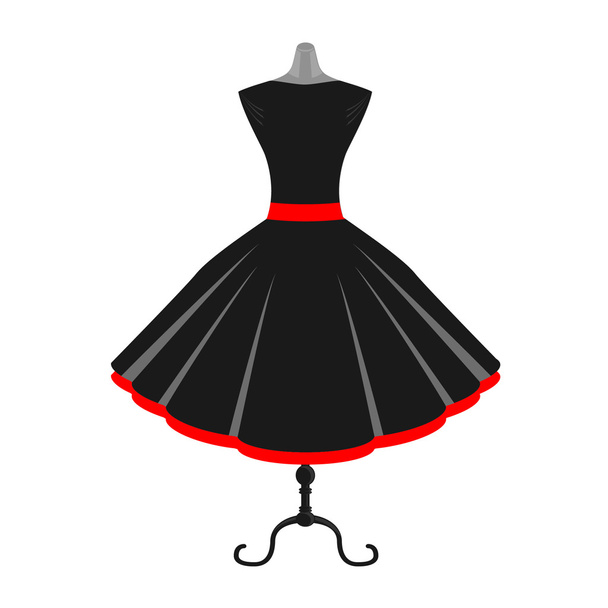 Ρετρό μαύρο φόρεμα - Διάνυσμα, εικόνα