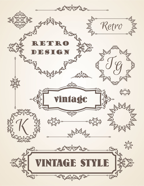 Vintage Badges, Frames, Labels and Borders. - Vector, afbeelding