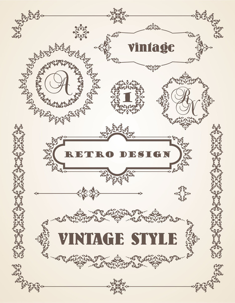 Vintage Badges, Frames, Labels and Borders. - Vettoriali, immagini