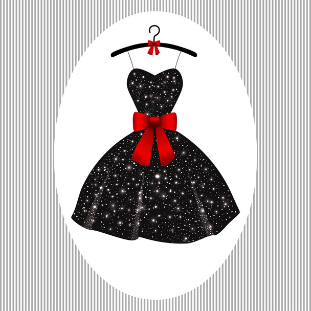 Маленькое вечернее платье черное на вешалках
 - Вектор,изображение