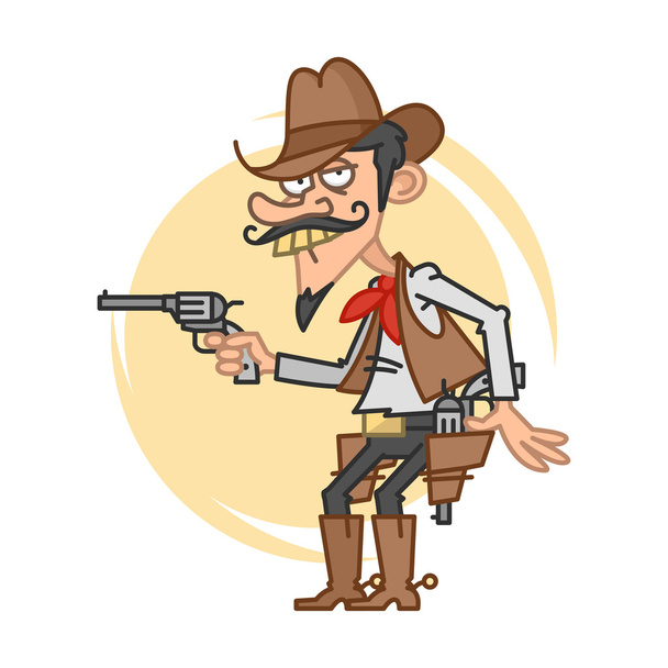 Divertido vaquero con pistola
 - Vector, imagen