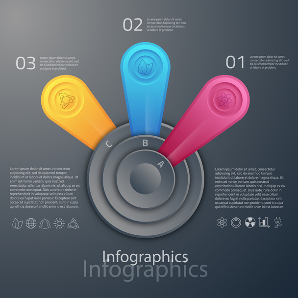 info-graphics with circles and icons - Vektor, Bild