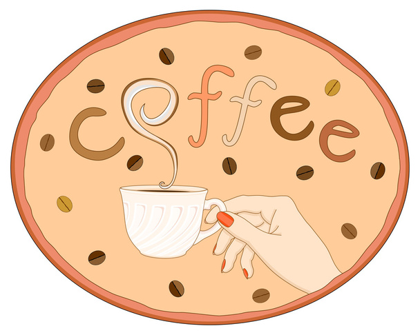 Vector illustration hand keeping cup of coffee - Wektor, obraz
