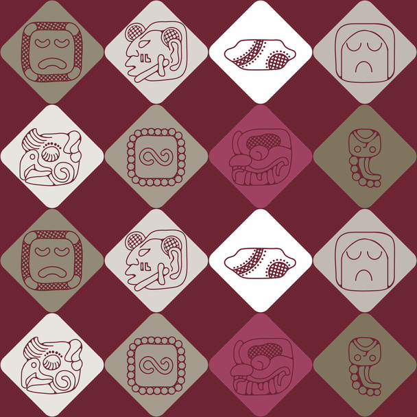 Seamless background with American Indians relics dingbats characters - Vector, Image
