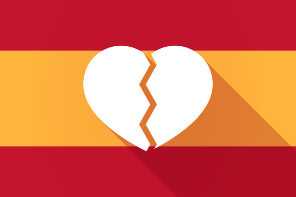 Spain  long shadow flag with a broken heart - Вектор, зображення