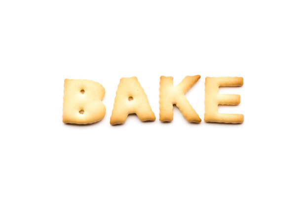 Word bake cookie isolated on white - 写真・画像