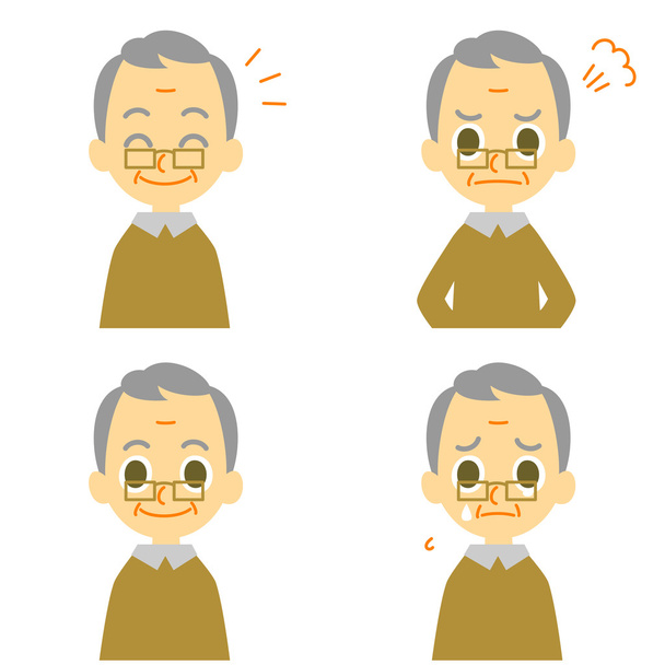Old man, joyful, angry, weep - Διάνυσμα, εικόνα