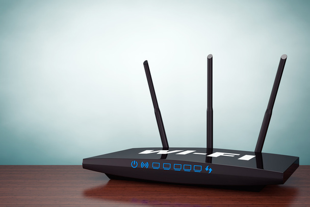 Old Style Photo. 3d Modern WiFi Router - Foto, afbeelding