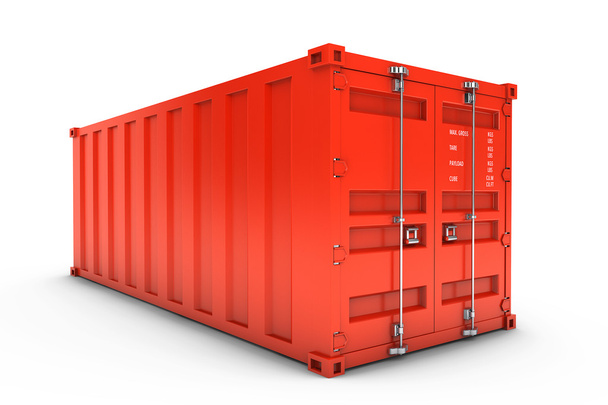 Red Shipping Container. 3d rendering - Φωτογραφία, εικόνα
