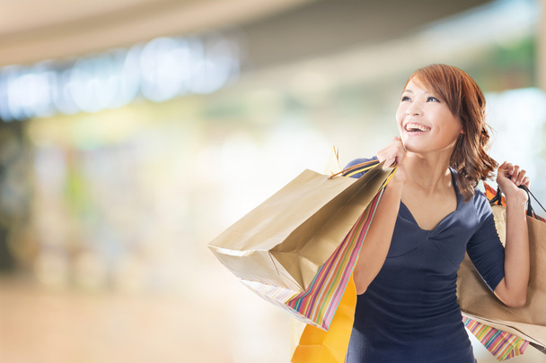 Cheerful shopping woman - Photo, Image