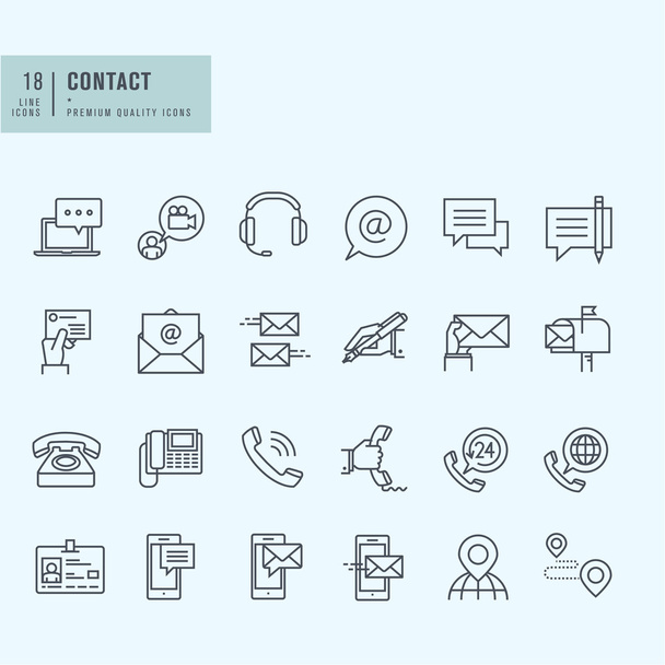 Thin line icons set. Icons for communication. - Vektör, Görsel