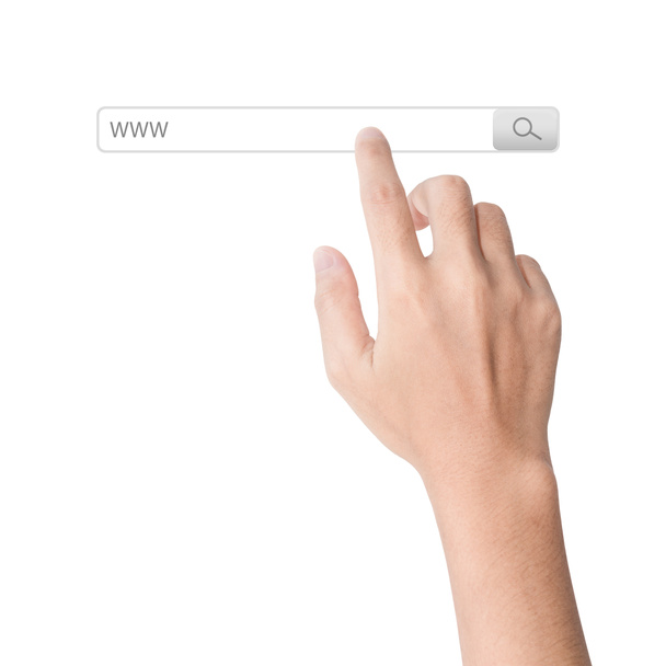 Fingerklick auf die Suche www Toolbar Browser isoliert weißen Backgr - Foto, Bild