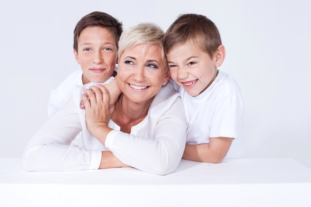 Family portrait, mother with sons. - Photo, Image