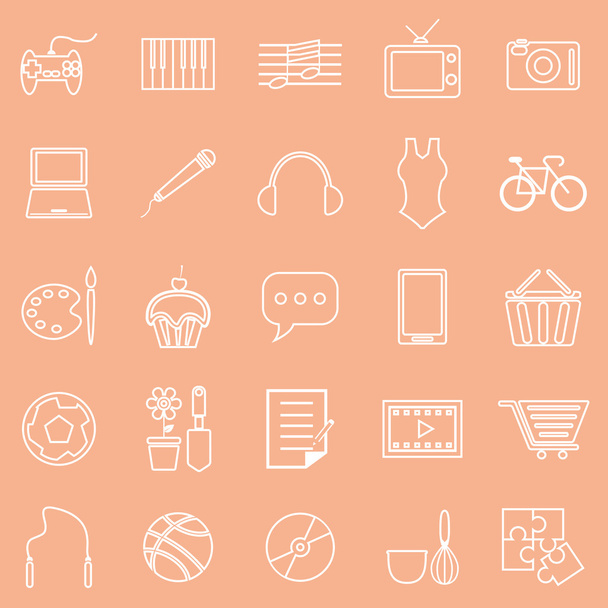 Icone della linea di hobby su sfondo arancione
 - Vettoriali, immagini