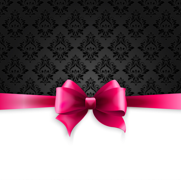 Invitation card with Pink holiday ribbon on vintage background - Вектор,изображение
