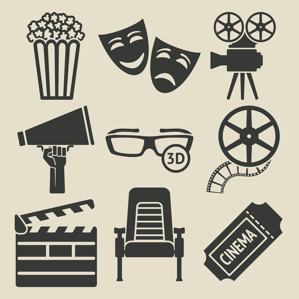 conjunto de iconos de película
 - Vector, Imagen
