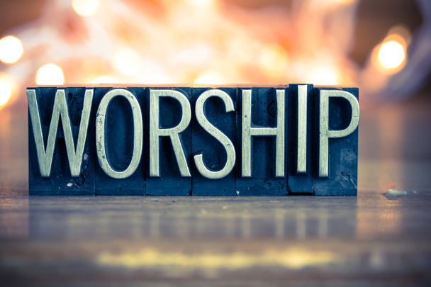 Worship Concept Metal Letterpress Type - Photo, Image