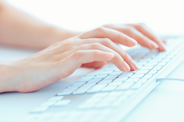 Жіночі руки або жінка офісний працівник, що друкує на клавіатурі
 - Фото, зображення
