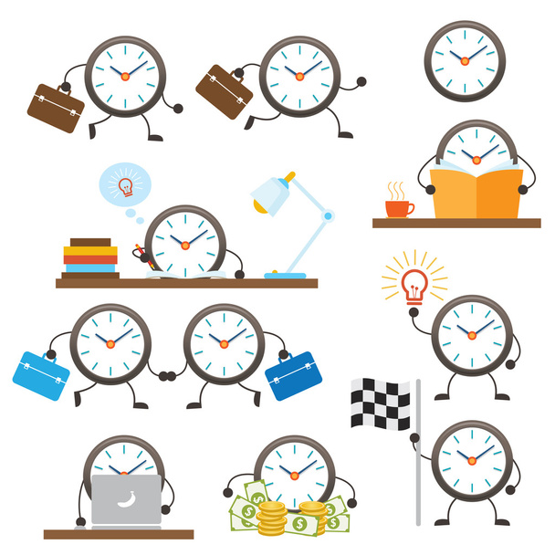 Travail et affaires de caractère d'horloge
 - Vecteur, image