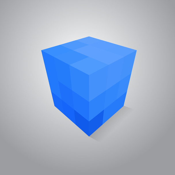 Blue pixel cube - Vector, Image