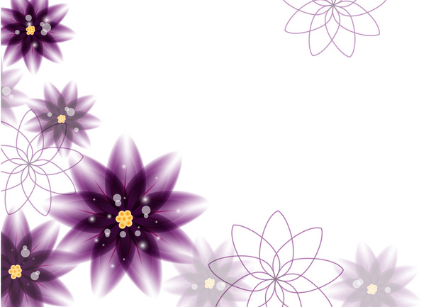 Vector floral background - purple flowers - Vector, Image