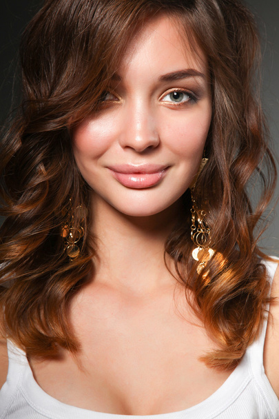 Close up portrait of beautiful young woman face.  - Zdjęcie, obraz