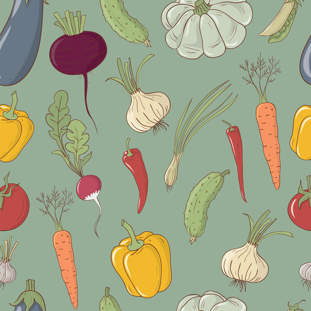 Seamless vector pattern with vegetables - Vektor, Bild