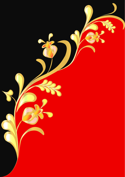 Floral background on red and black - Вектор,изображение