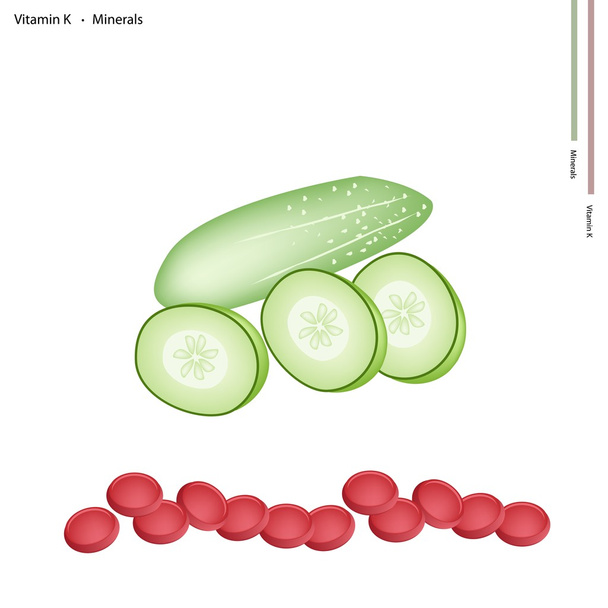 Pepino verde con vitamina K y minerales
 - Vector, Imagen