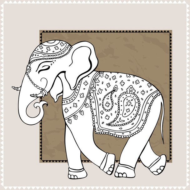 Elephant. Indian style. Decorative Vector illustration. - Vecteur, image