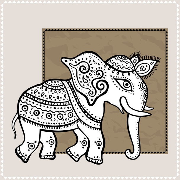 Elephant. Indian style. Decorative Vector illustration. - Wektor, obraz