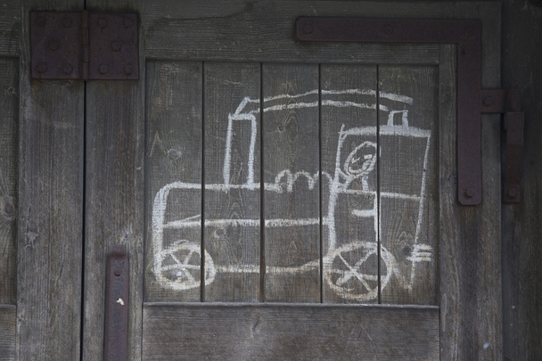 Kinder zeichnen einen Zug - Foto, Bild