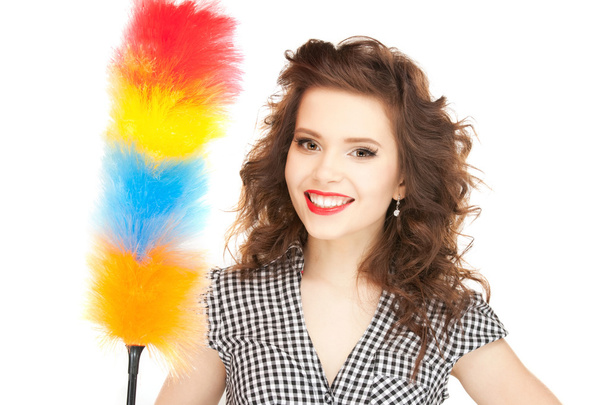 Beautiful woman with cleaning sweep - Photo, Image