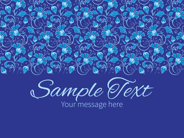 Vector dark blue turkish floral horizontal border greeting card invitation template - Vector, afbeelding