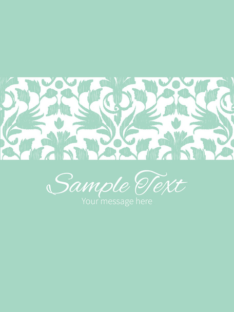Vector abstract green ikat stripe frame vertical card invitation template - Vector, Imagen