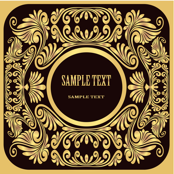 Background black with gold pattern and inscription - Vector, Image