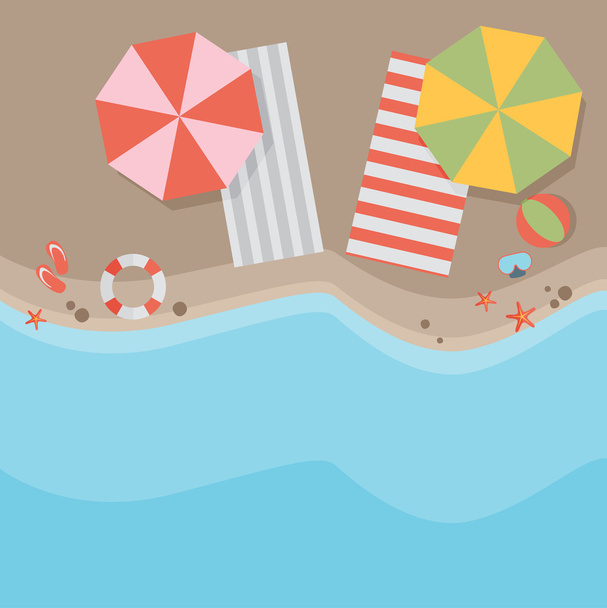 Beach flat design background - Вектор,изображение