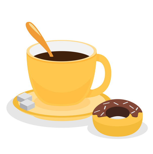 Donut with coffee icon - Vektör, Görsel