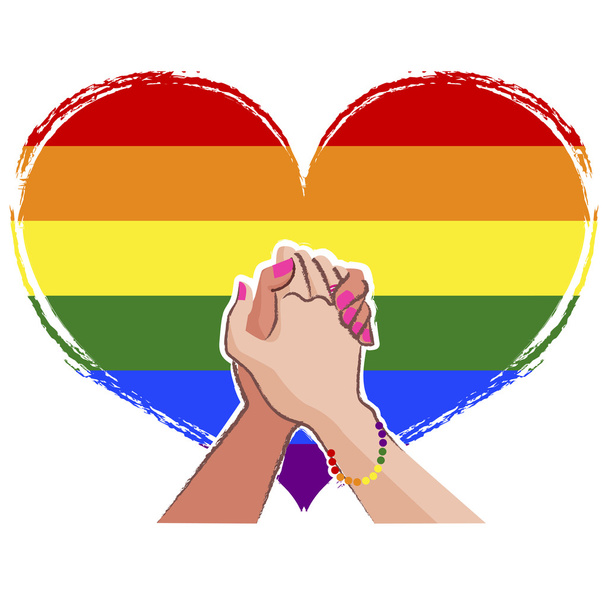 Leszbikus kéz a kézben - LMBT koncepció - Vektor, kép