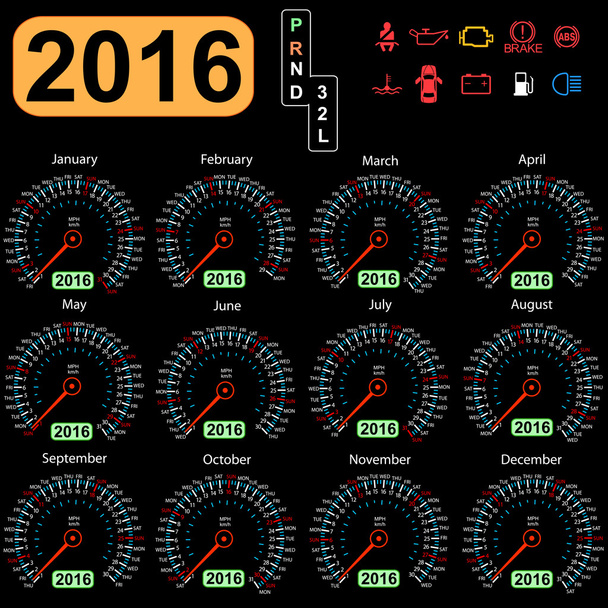year calendar speedometer car.  Vector illustration. - ベクター画像