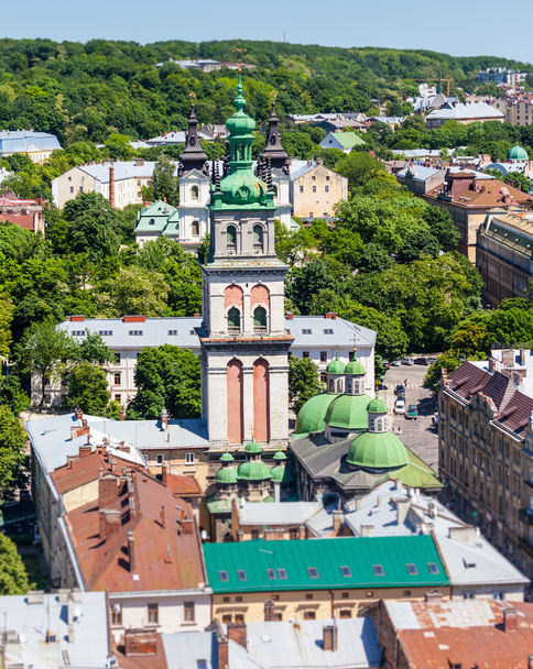 Lviv το καλοκαίρι, δείτε από το Δημαρχείο. - Φωτογραφία, εικόνα