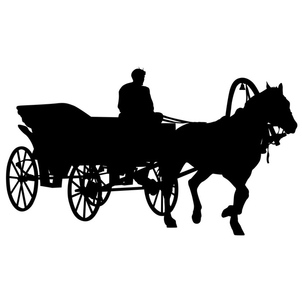 Cavalo de silhueta e carruagem com cocheiro. Vector illustrati
 - Vetor, Imagem