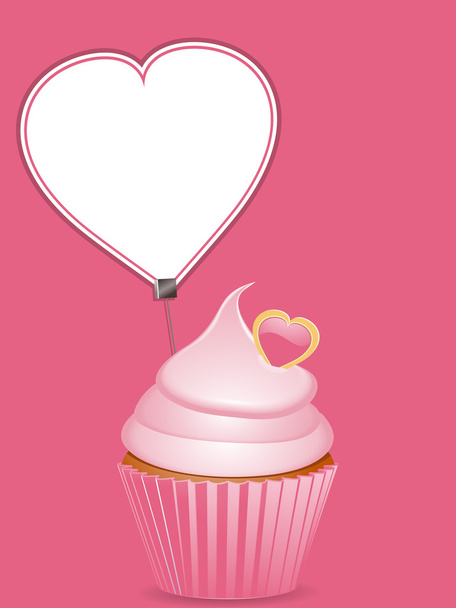 Cupcake and heart shaped label - Vector, Image